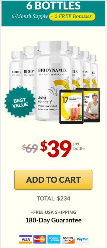 Joint Genesis™ best value pack at $39 ( 6 Bottle)